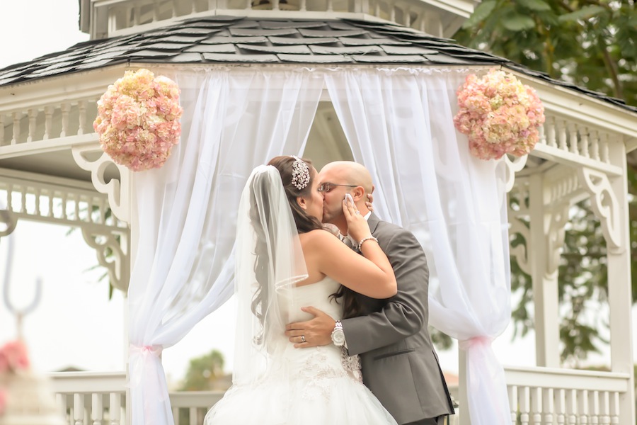 Davis Islands Garden Club Wedding Ceremony | Bride and Groom First Kiss