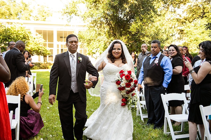 Bride Walking Down Wedding Aisle with Father