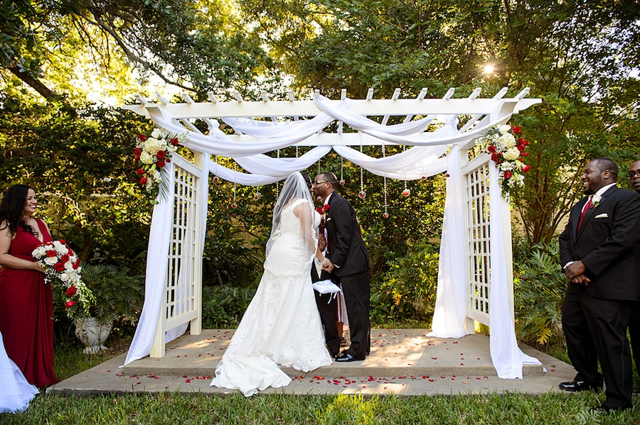 Bride and Groom First Kiss on Wedding Day