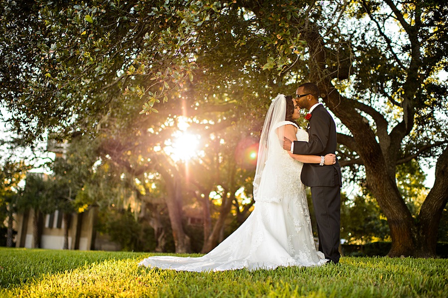 Tampa Garden Club Bride & Groom Portrait at Sunset on Wedding Day | Corey Conroy Photography
