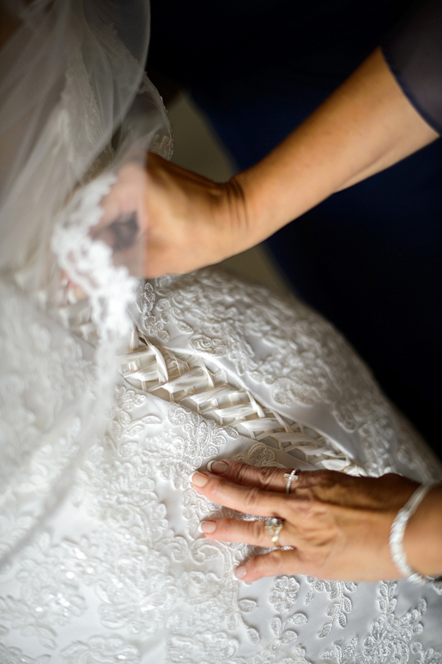 White Lace Wedding Dress with Corset Tie Back