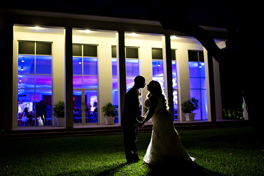 Tampa Garden Club Bride & Groom Portrait at Night on Wedding Day | Corey Conroy Photography