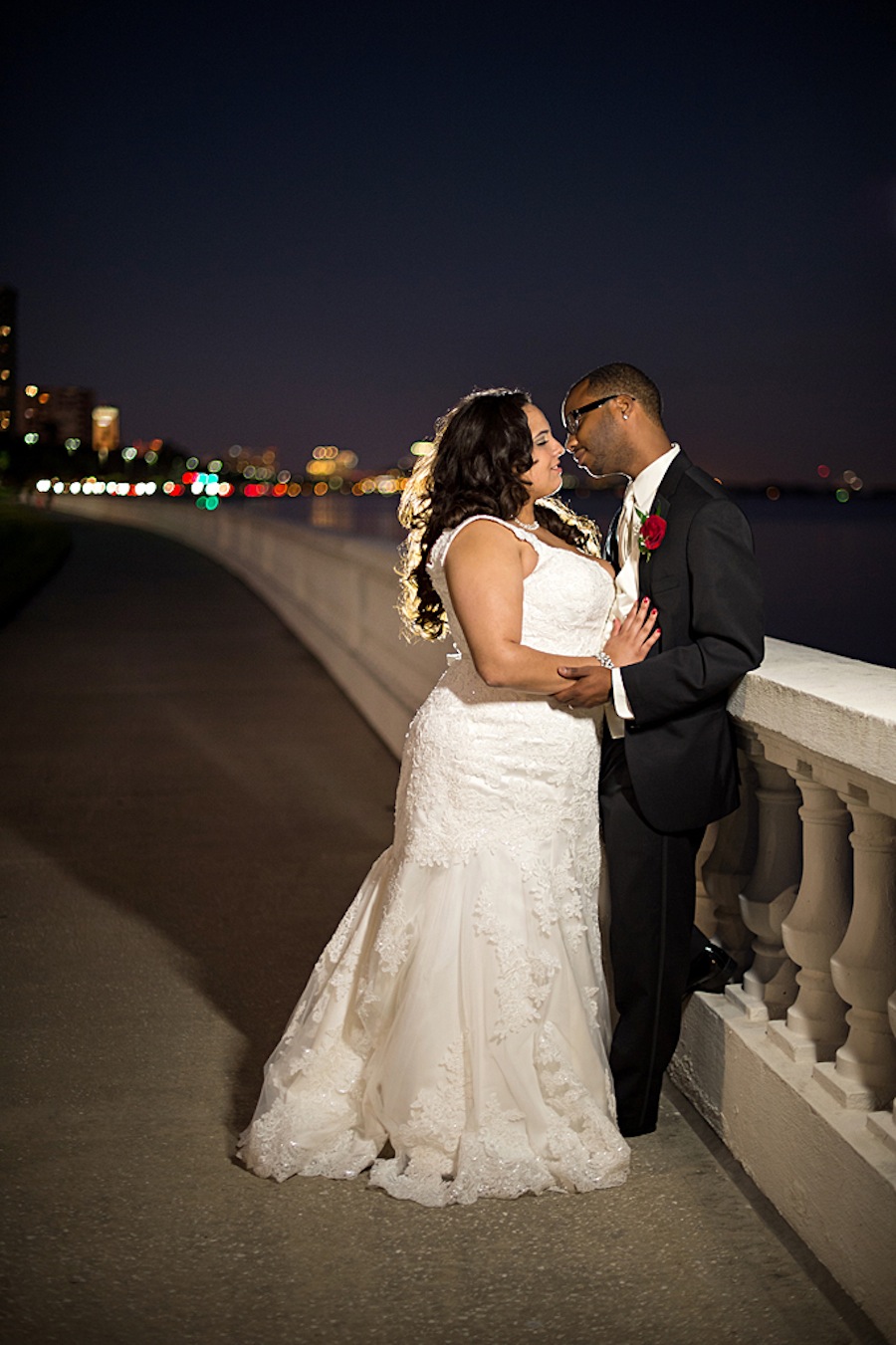Bayshore Bride & Groom Portrait at Night on Wedding Day | Corey Conroy Photography