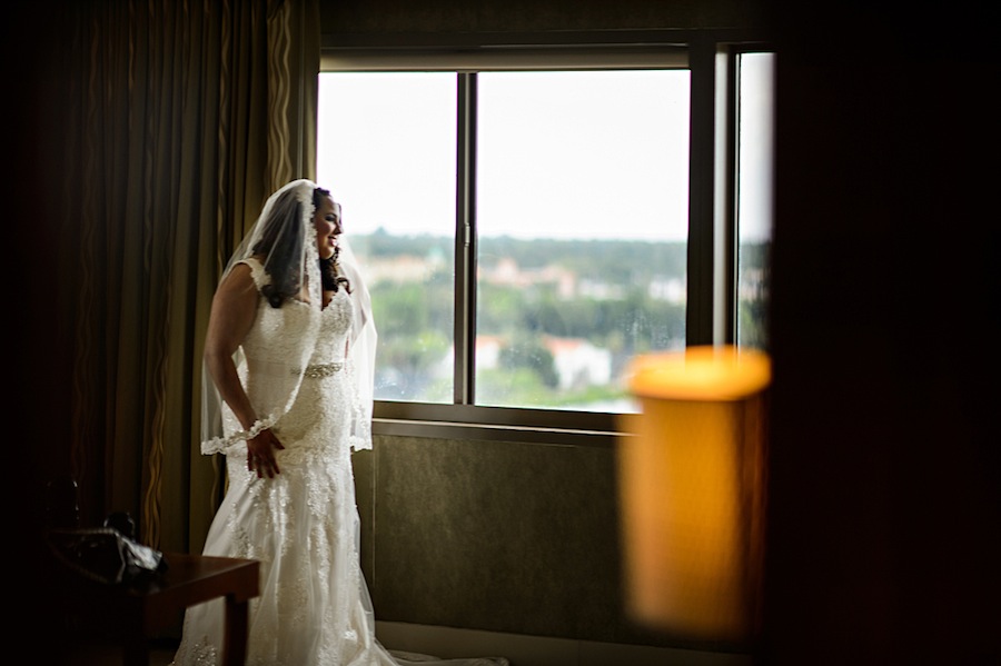 White Lace Wedding Dress with Rhinestone Wedding Belt and Lace Veil