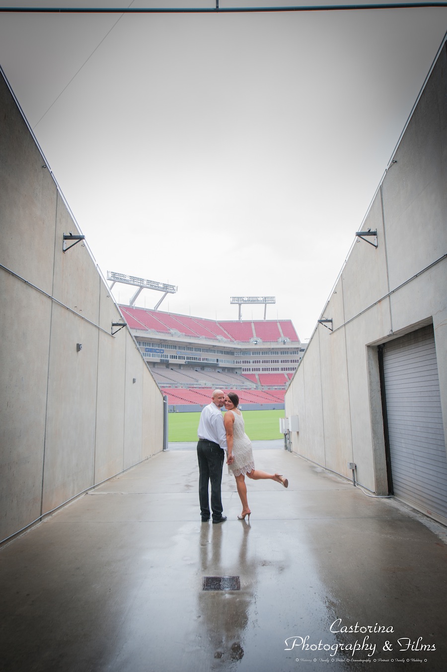 Tampa Bay Bucs Engagement Session at Raymond James