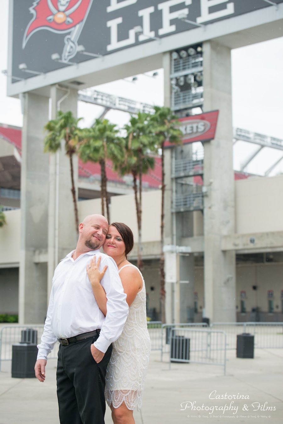 Tampa Bay Bucs Engagement Session at Raymond James