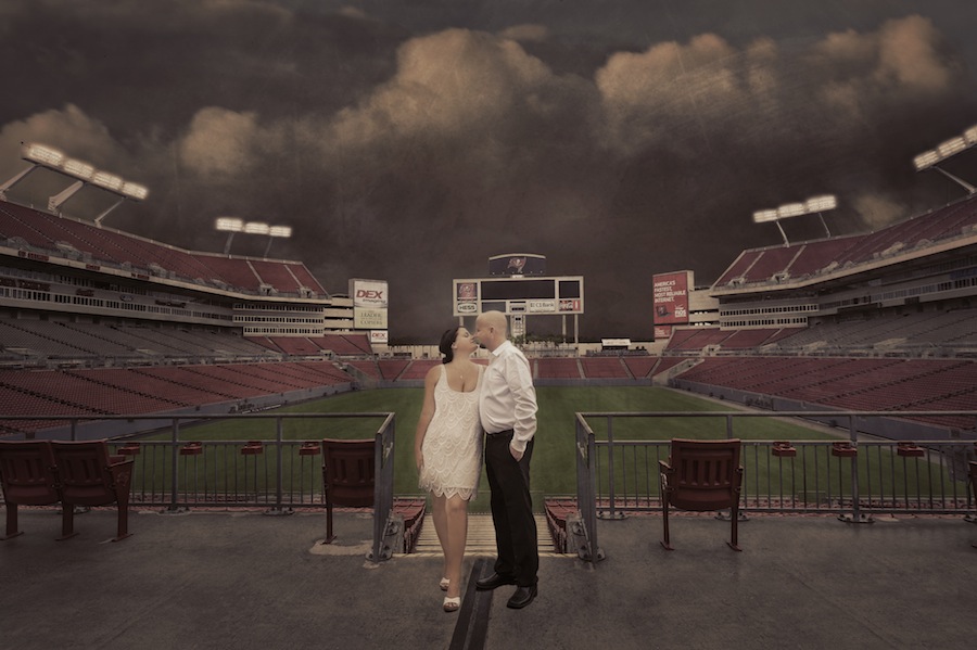 Tampa Bay Bucs Engagement Session at Raymond James