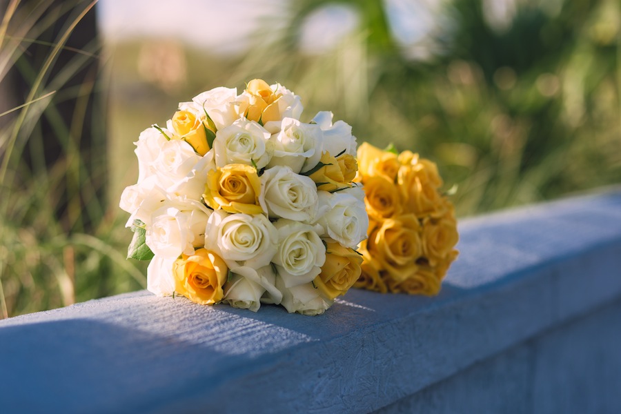 Yellow and White Rose Wedding Bouquet
