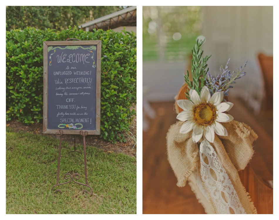 Unplugged Wedding Chalkboard Sign | Sunflower & Burlap Wedding Ceremony Decor