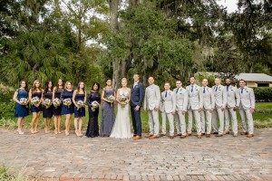 Navy Blue Bridesmaid Dresses and Grey Groomsmen Suits