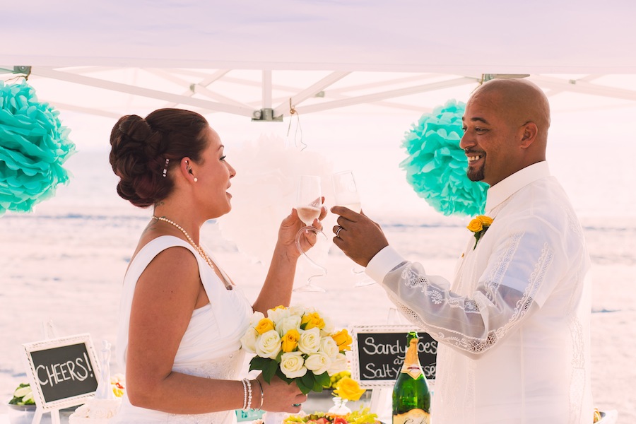 Bride and Groom Wedding Champagne Toast