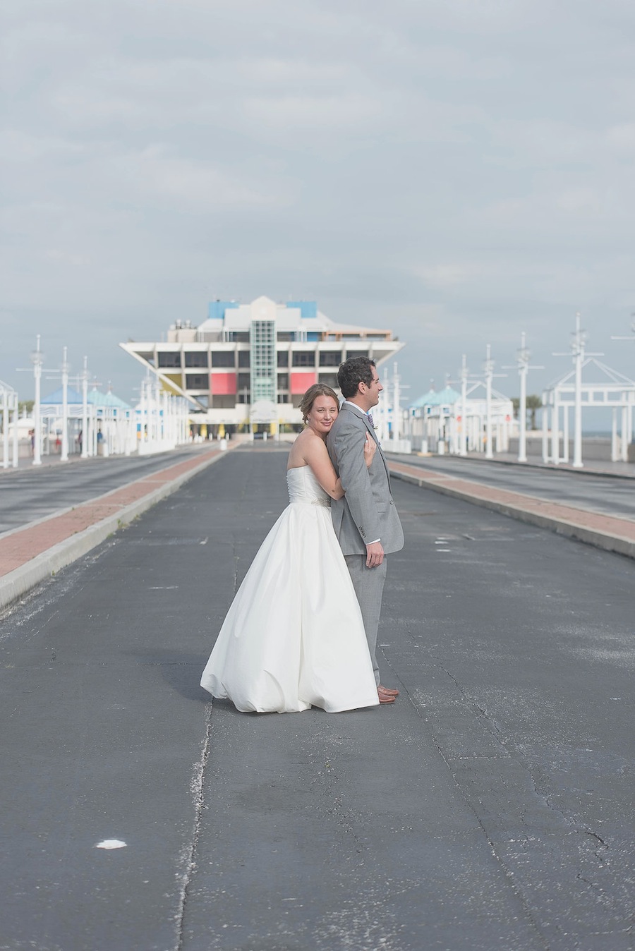 Bride and Groom Portrait in Downtown St. Pete at The Pier on Wedding Day | Kristen Marie Photography