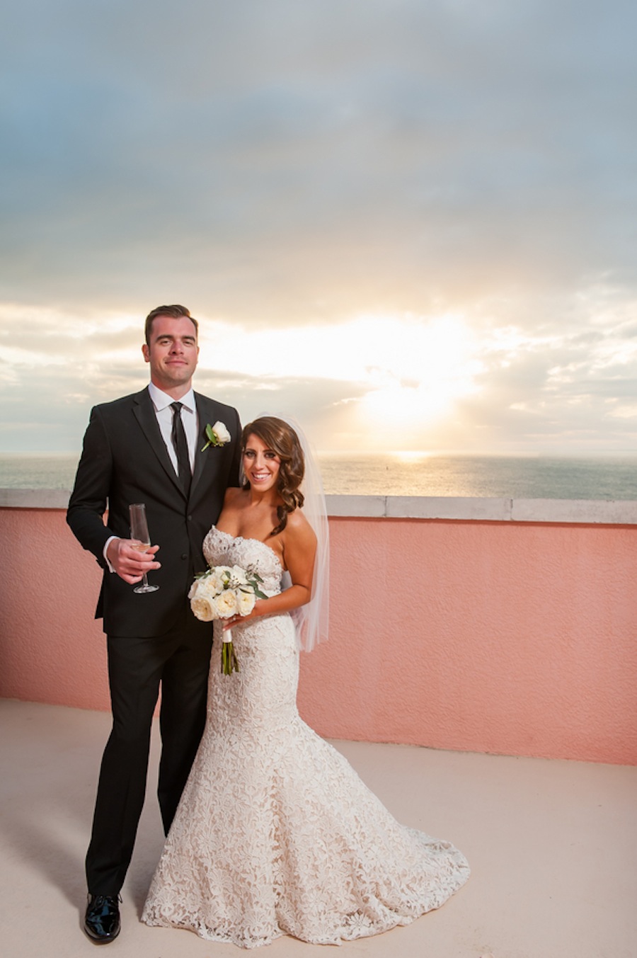 Clearwater Beach Rooftop Sunset Wedding Portrait | Sarah & Ben Photography