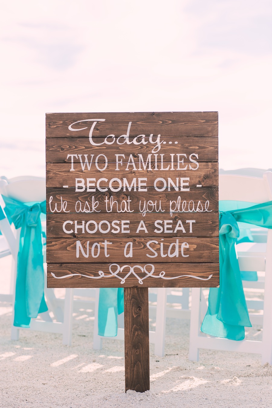Wooden Beach Wedding Sign | Choose a Seat Not a Side