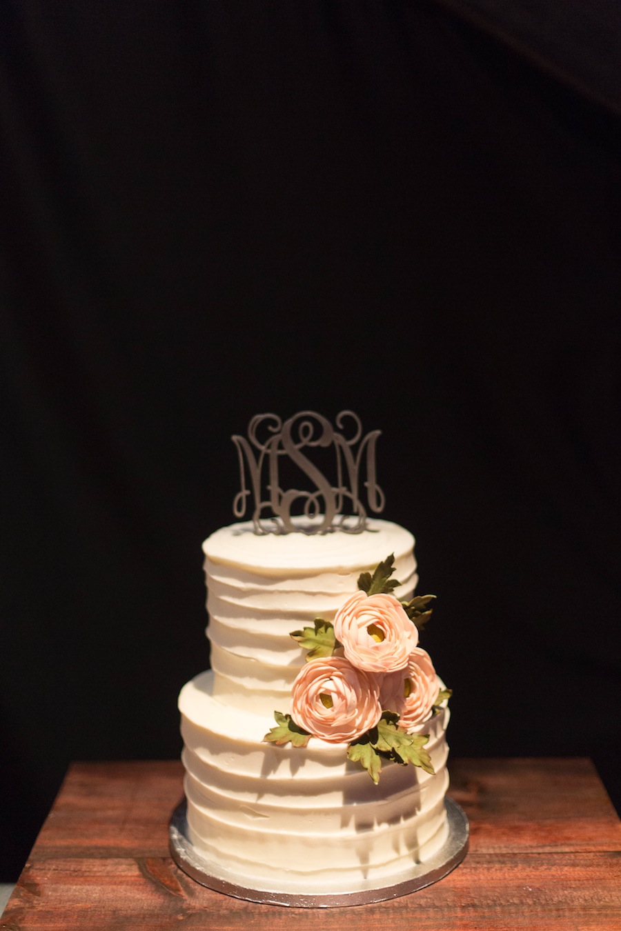 28 Two Tier Round Wedding Cake with Monogram Cake Topper