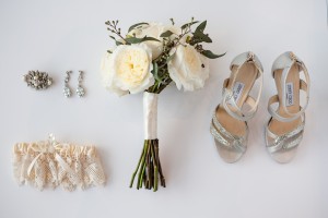 White Wedding Bouquet and Bridal Accessories