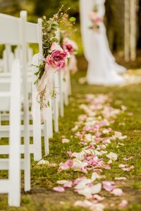Rose Petal Wedding Ceremony Aisle Decor