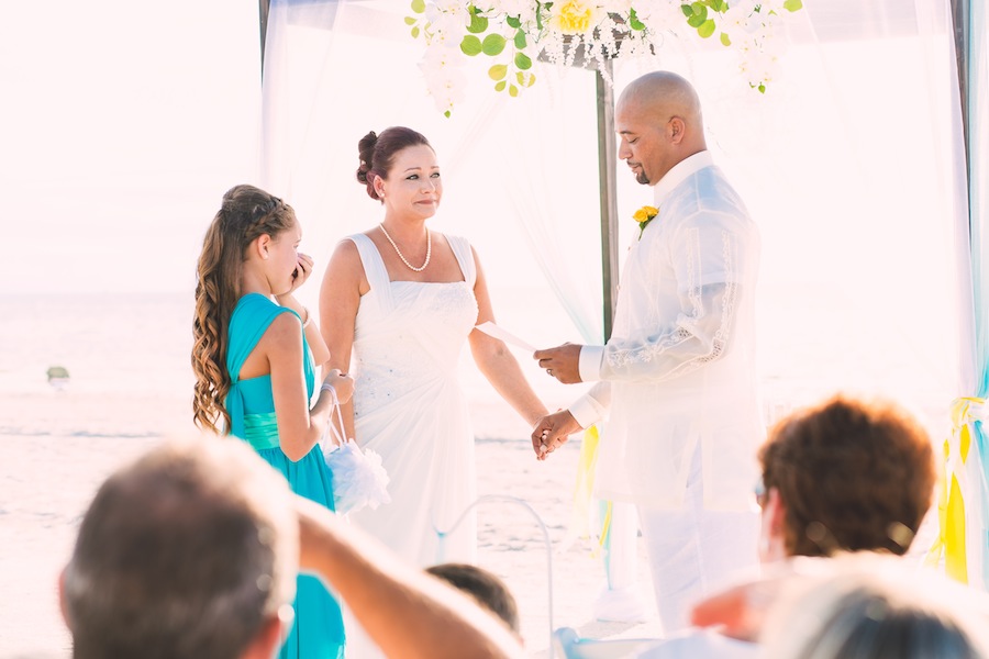 Beach Wedding Ceremony | Bride and Groom with Child