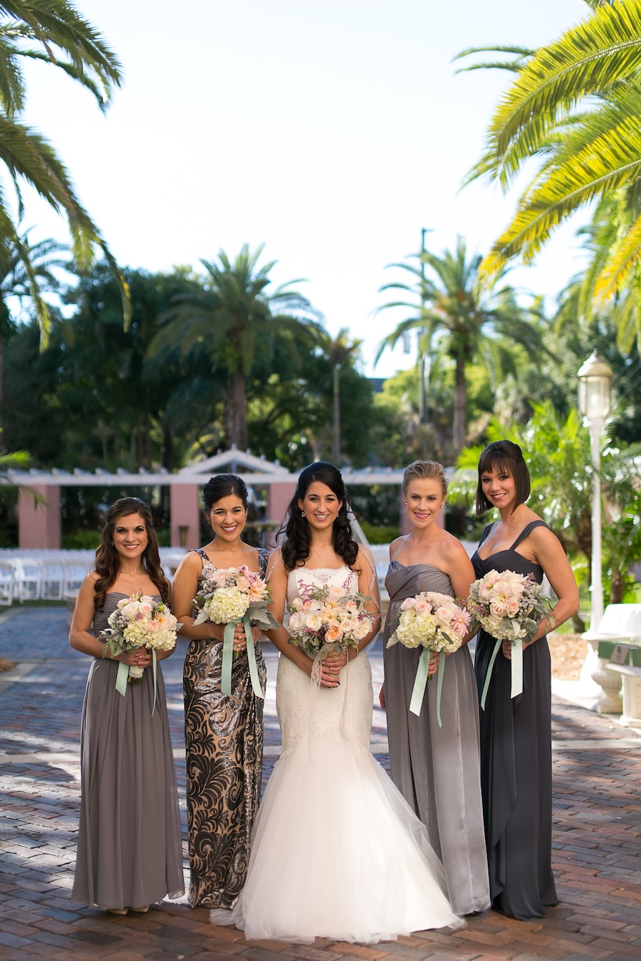 9 Grey Bridesmaid Dresses with Pastel Wedding Bouquets.jpg
