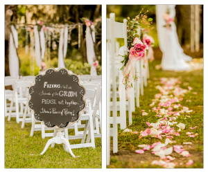 Wedding Ceremony Chalkboard Decor | Rose Petal Wedding Ceremony Aisle Decor