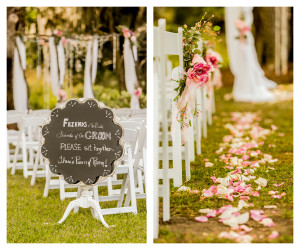 Wedding Ceremony Chalkboard Decor | Rose Petal Wedding Ceremony Aisle Decor