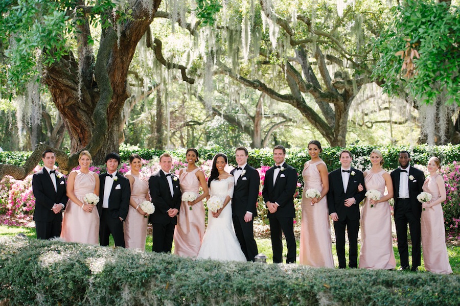 Blush Bridesmaids Dresses | Wedding Party Portrait