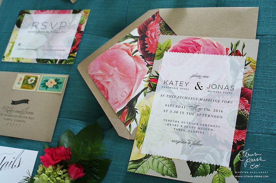 Pastel Botanical Wedding Invitations | Citrus Press Co, Tampa, FL