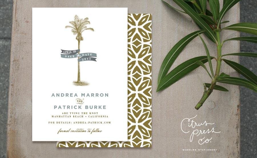 Tropical Florida Beach Inspired Wedding Invitations | Citrus Press Co, Tampa, FL