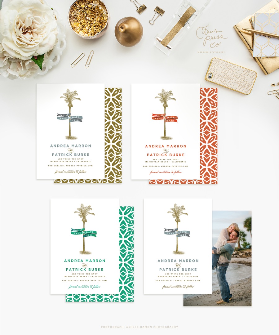 Tropical Florida Beach Inspired Wedding Invitations | Citrus Press Co, Tampa, FL