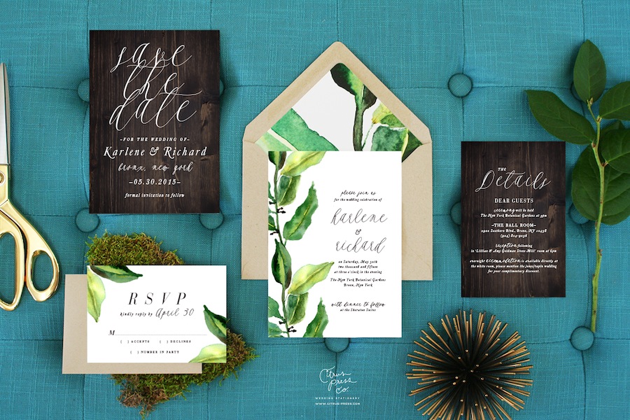 Woodlands Florida Beach Inspired Wedding Invitations | Citrus Press Co, Tampa, FL 