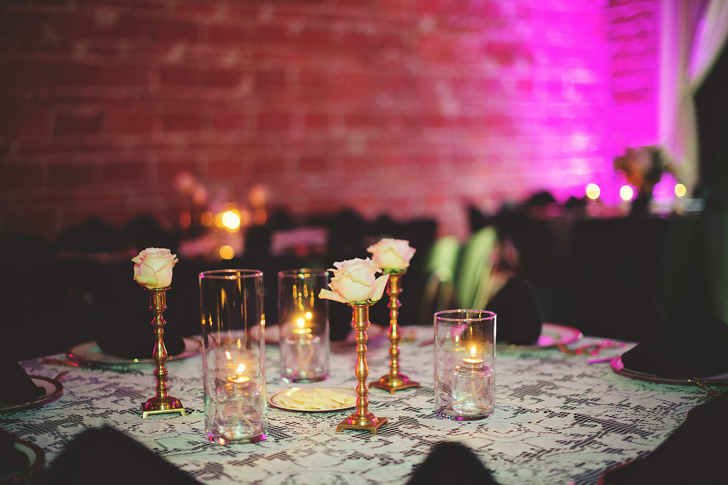 White, Ivory and Gold Wedding Centerpieces | NOVA 535 Wedding Reception Venue