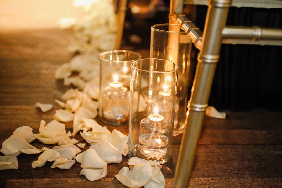 Wedding Ceremony Wedding Decor | Candlelit Ceremony Aisle with Rose Petals