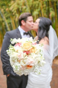 White, Peach and Pink Wedding Bouquet