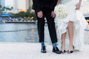 Bride and Groom Socks and Shoes Wedding Portrait | Downtown Tampa Wedding