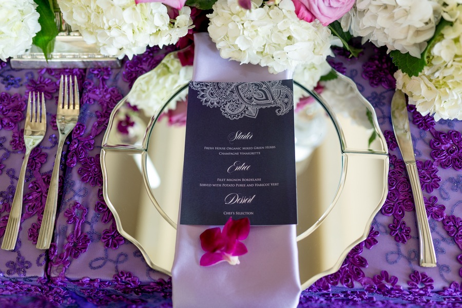 Silver Mirrored Wedding Charger | Modern, Purple Indian Wedding