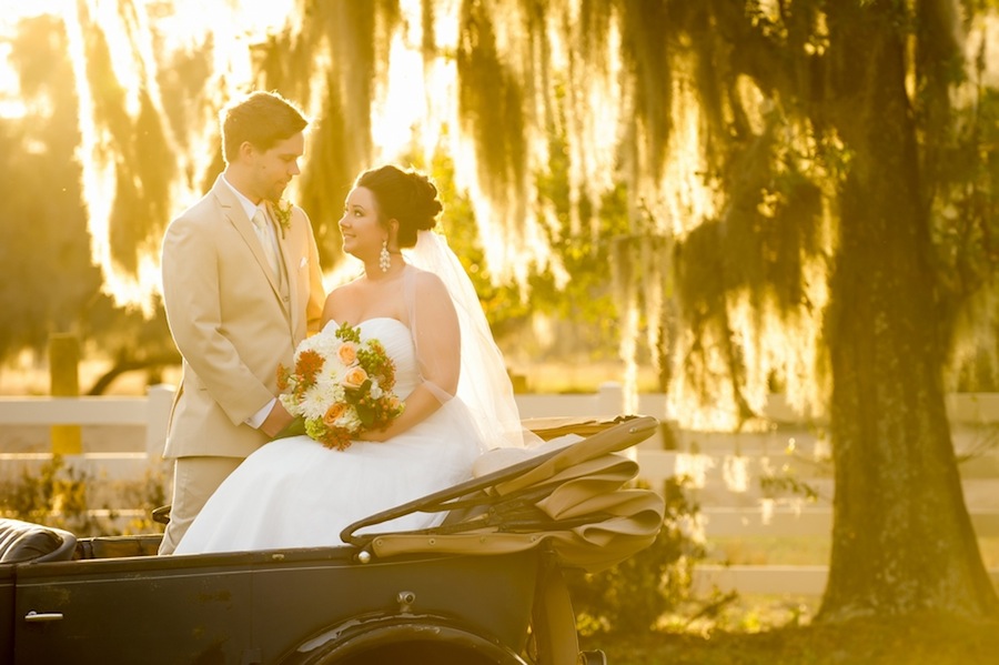 Rustic Wedding Bride & Groom Portrait in Antique, Vintage Car | Lakeland/Tampa Bay Wedding Photographer Andi Diamond Photography