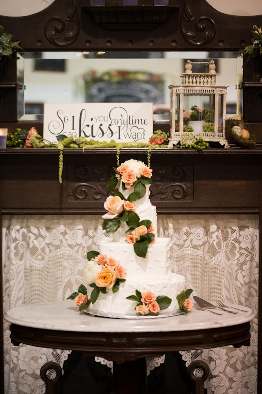 Peach and White Round Wedding Cake | Rustic Wedding Cake