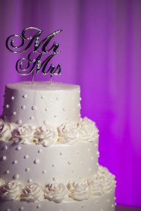 Traditional Round White Wedding Cake with "Mr./Mrs." Cake Topper