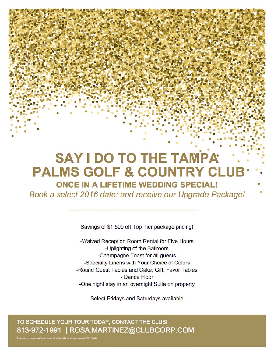 Tampa Palms Golf and Country Club Wedding Booking Special 