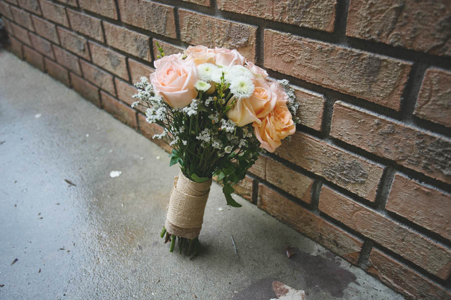 Peach, Pink Rustic Wedding Bouquet