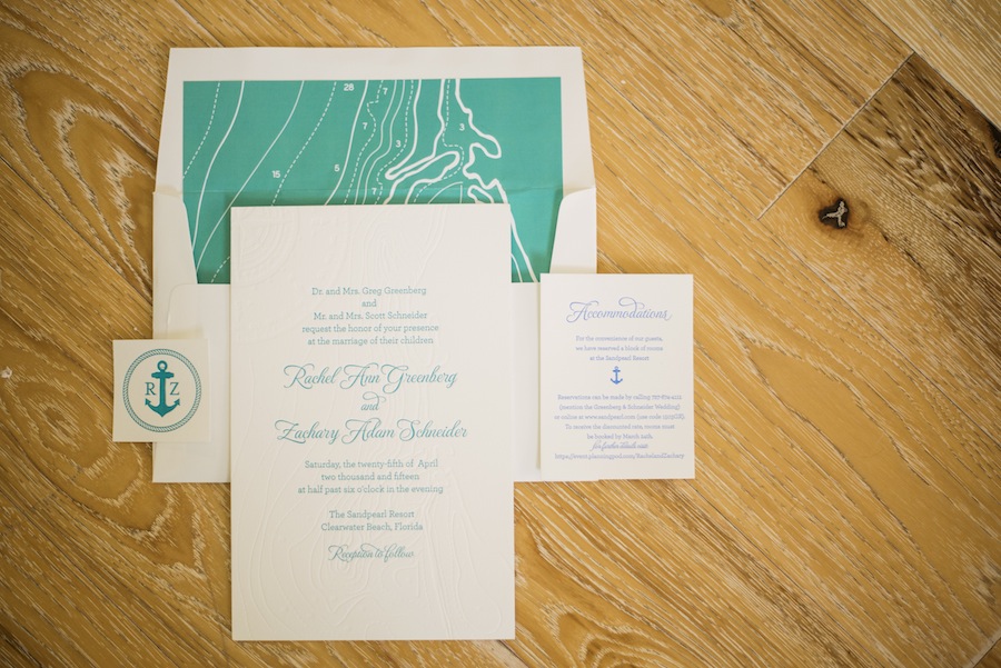 Nautical Teal and Green Wedding Invitations