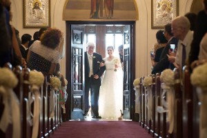Bride Walking Down the Aisle on Wedding Day | St. Nicholas Greek Orthodox Cathedral Wedding Ceremony Tarpon Springs, Fl | Lisa Otto Photography