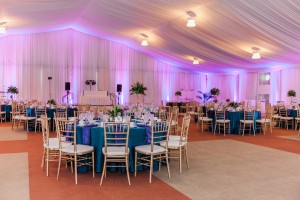Teal and Purple Peacock Wedding Reception Centerpieces | St. Pete Beach Tradewinds Wedding