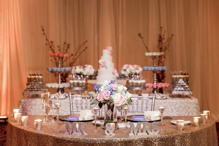 Gold Glitter Bride and Groom Head Table