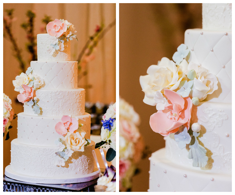 Pastel Pink, Round 5-Tier Wedding Cake