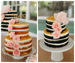 Vintage Wedding Cake with Pink Roses | Black Wedding Cake