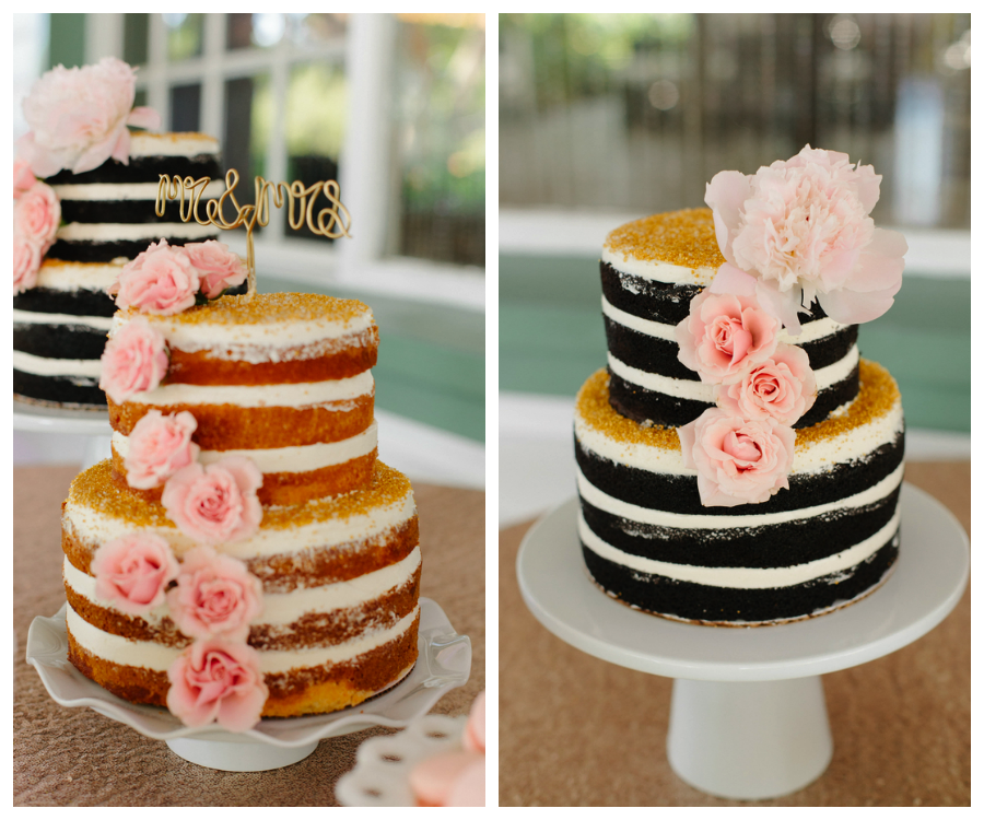 Vintage Wedding Cake with Pink Roses | Black Wedding Cake