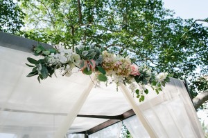 White and Pink Wedding Ceremony Alter Decor and Flowers | Tide the Knot Beach Weddings