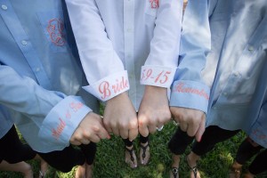 Matching Embroided Bridesmaids Shirts | Getting Ready on Wedding Day