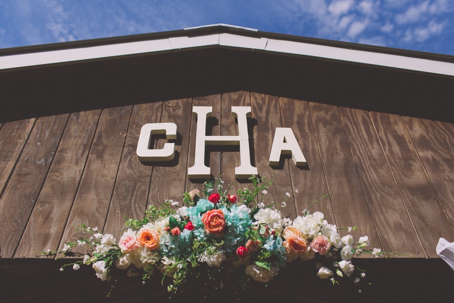 Peach and Blue Rustic Wedding Reception Flowers/Decor | Rustic, Cross Creek Ranch Wedding in Tampa Bay